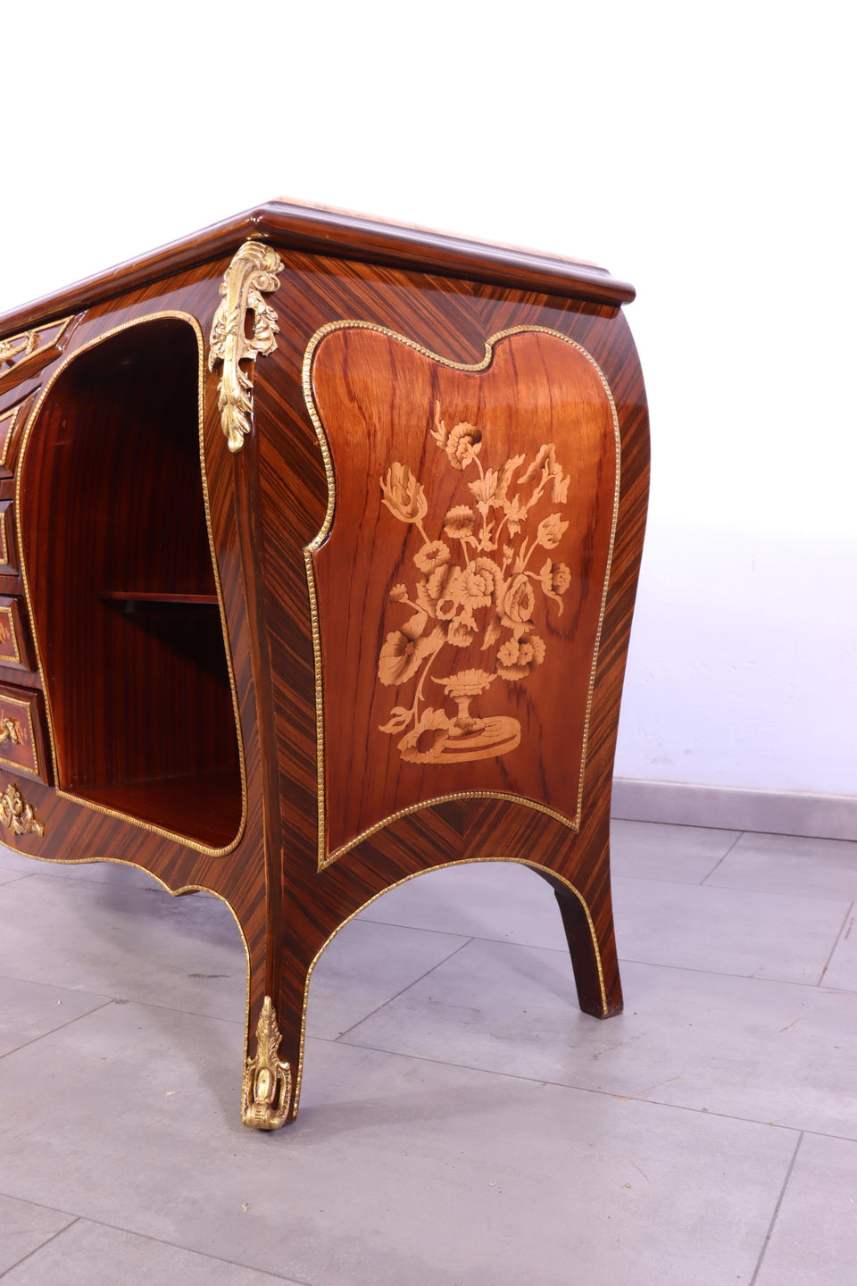 Edler Barock Stil Konsolen Tisch Marmor Antik Stil Intarsien Kommode