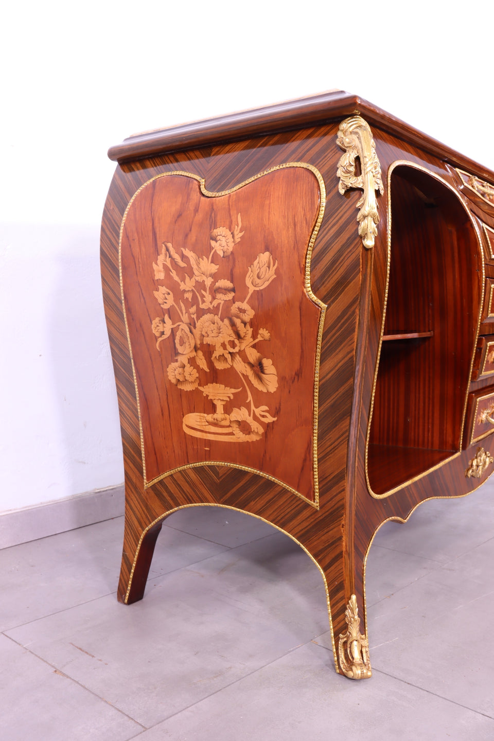 Edler Barock Stil Konsolen Tisch Marmor Antik Stil Intarsien Kommode