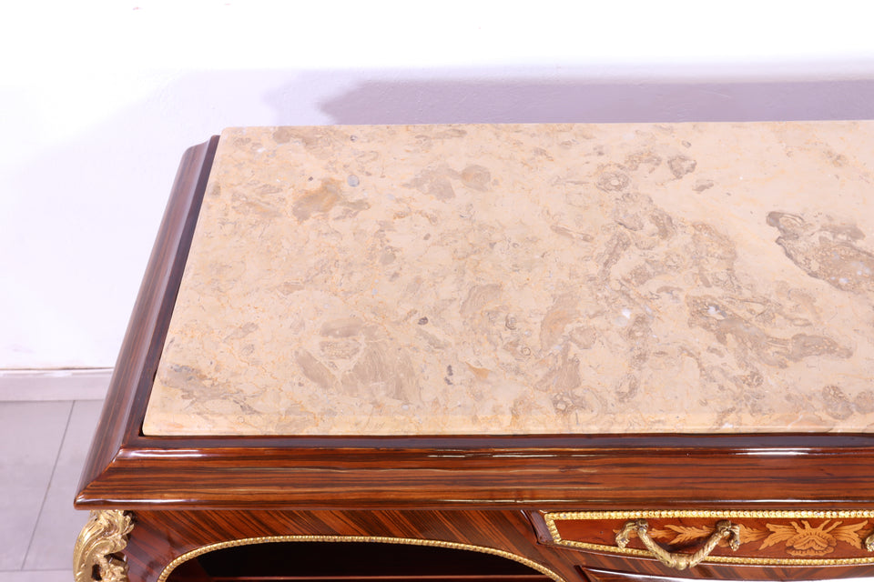Edler Barock Stil Konsolen Tisch Marmor Antik Stil Intarsien Kommode