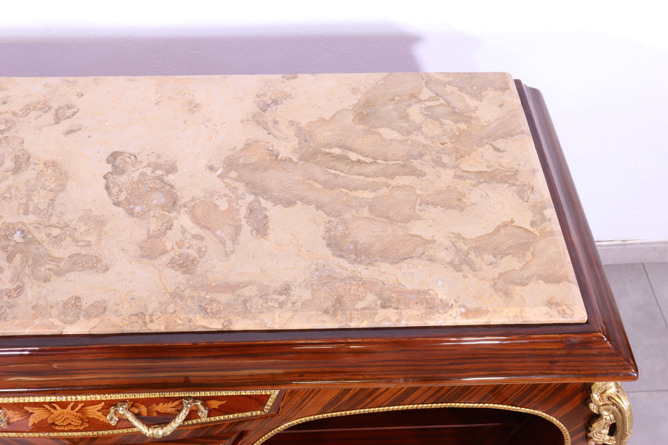 Edler Barock Stil Konsolen Tisch Marmor Antik Stil Intarsien Kommode