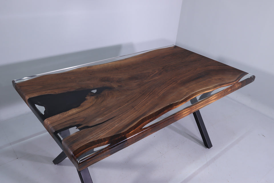 Einzigartiger Epoxidharz Tisch 160-90cm Nussbaum Esszimmer Tisch