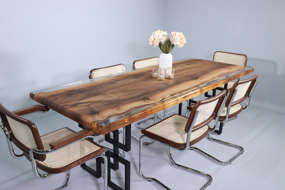 Einzigartiger Epoxidharz Tisch 219-89cm Nussbaum Esszimmer Tisch River Table